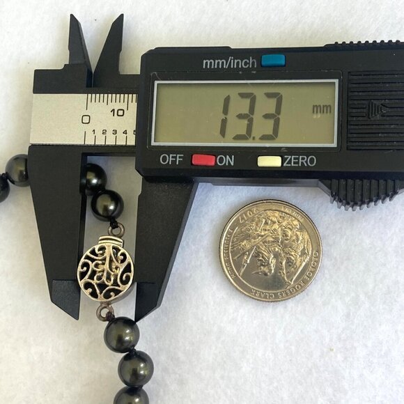 Sterling Silver 925 Knotted Single Strand 8MM Round Green Pearl Necklace 17" - Picture 14 of 16